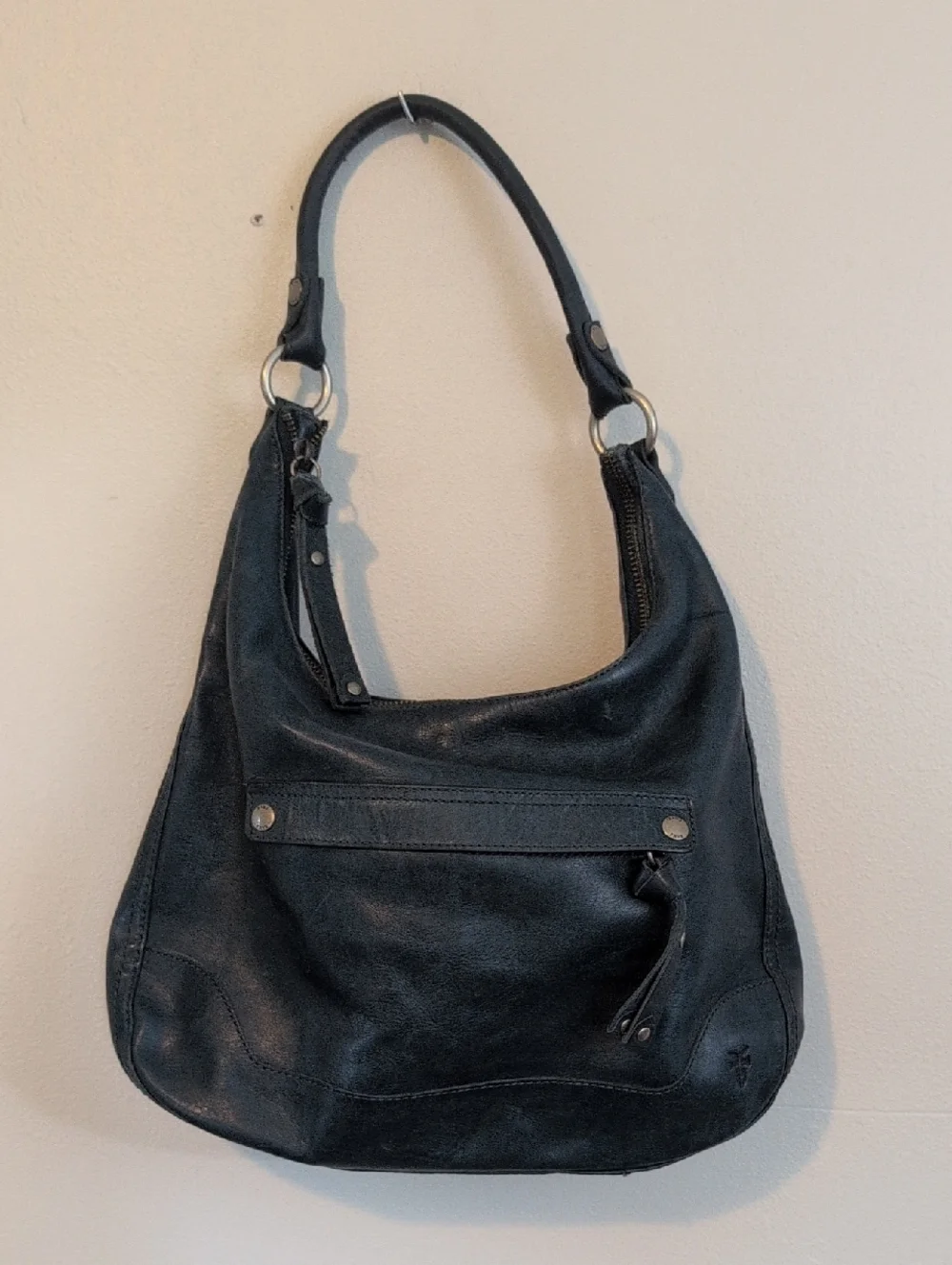 Classic Deep Teal Leather Shoulder Bag - Women's Everyday Hobo